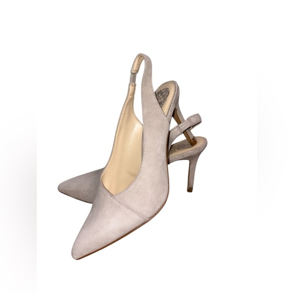Vince Camuto Suede Pointy Toe Slingback Cream Pumps Heel - Size 8.5 M - Picture 4 of 9